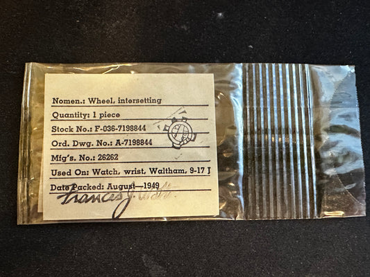 Waltham Intersetting Wheel for Waltham 6/0s Military wrist watches in factory packaging
