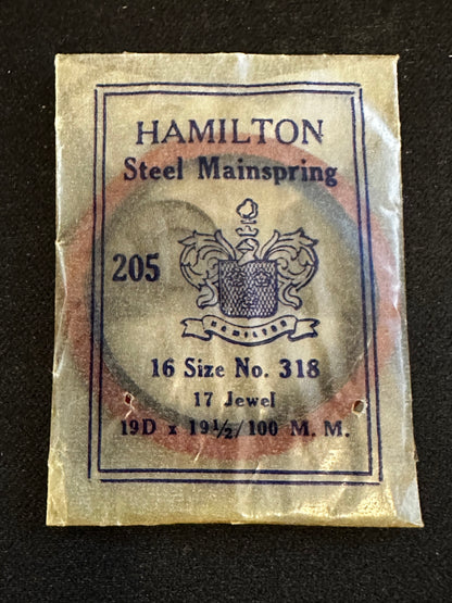 Hamilton Factory 16s Mainspring Factory No. 318 - Steel