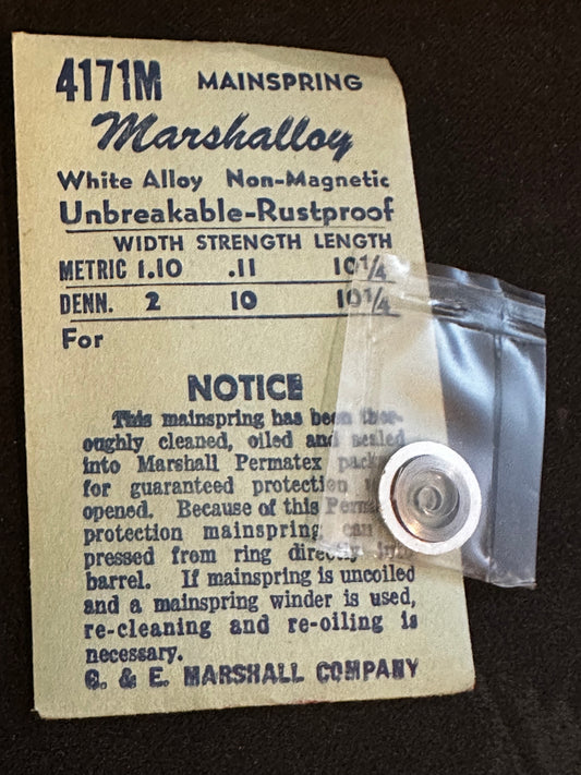 Marco Marshalloy Mainspring 4171M for Elgin 938, Waltham 853, Forster 189 - Alloy
