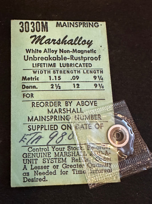 Marco Marshalloy Mainspring 3030M for ETA 980, Pierce 59, Durowe 1268, 1290 - Alloy