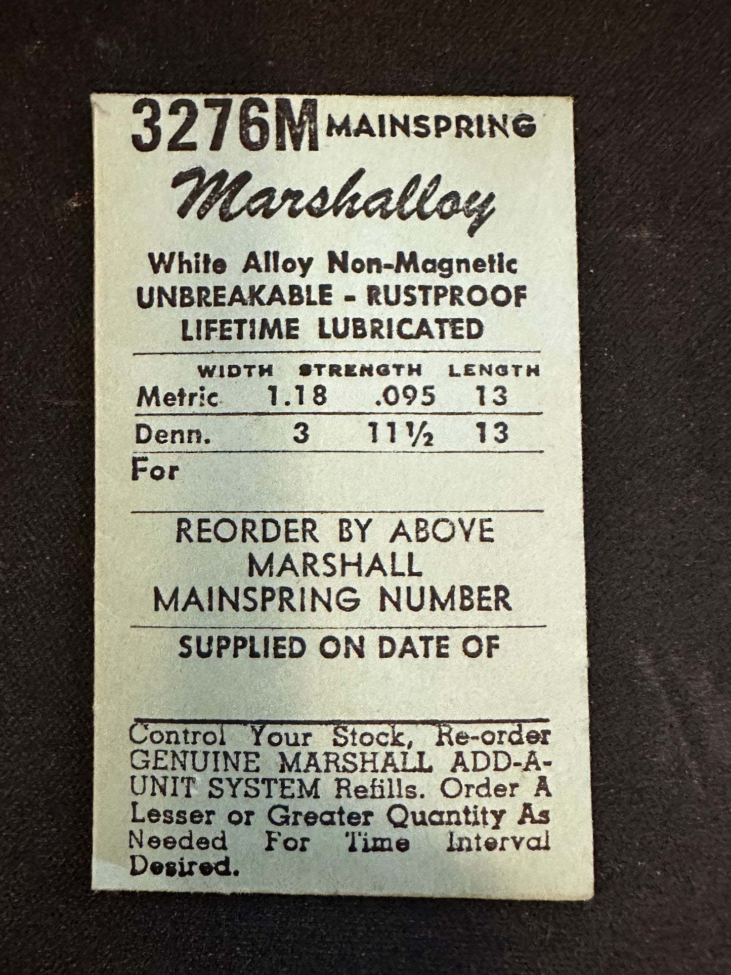 Marco Marshaloy Mainspring 3276M for Longines Caliber 23M - Alloy