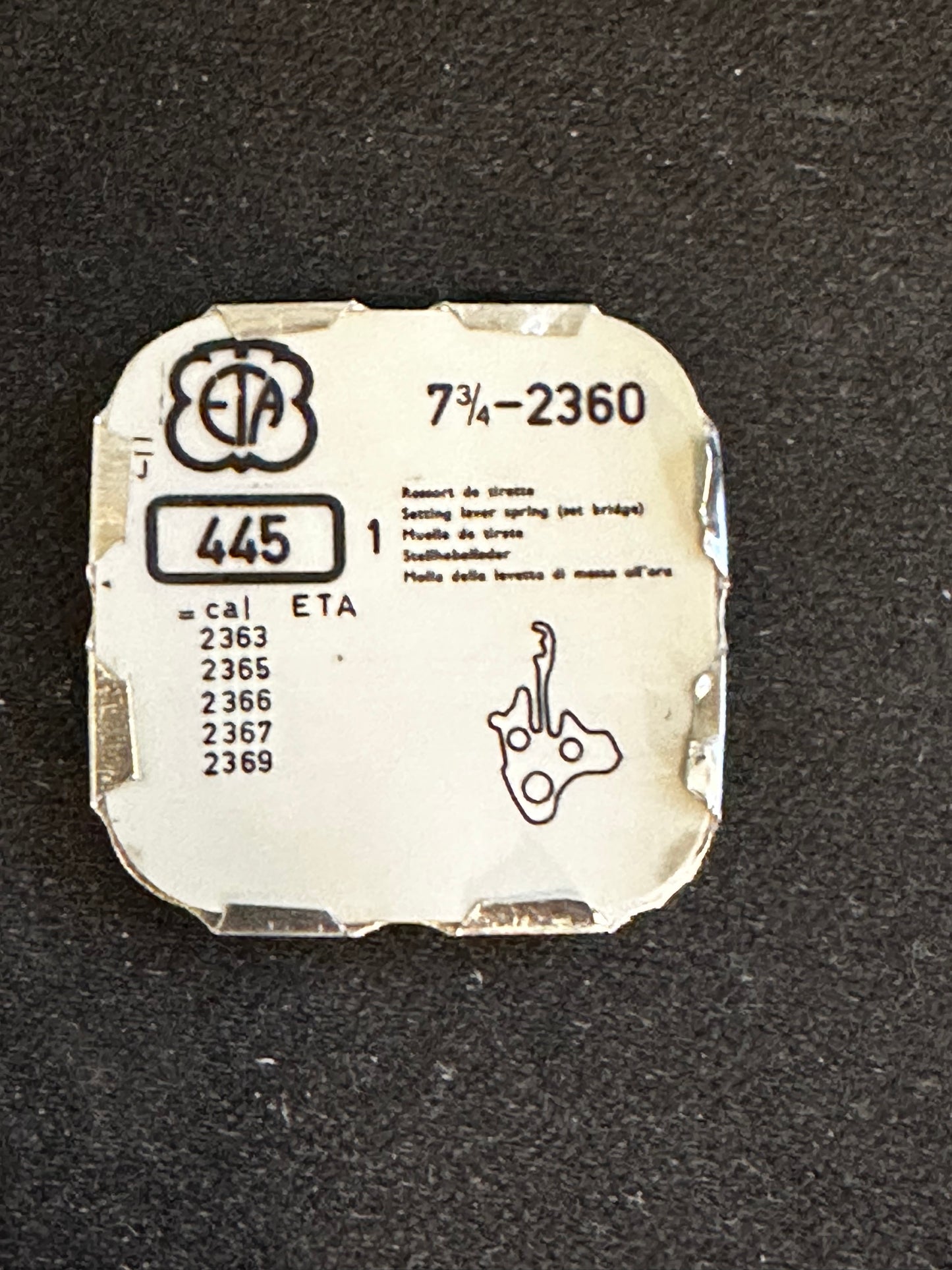 Set Bridge #445 for ETA caliber 2360, 7¾ Ligne movements - new