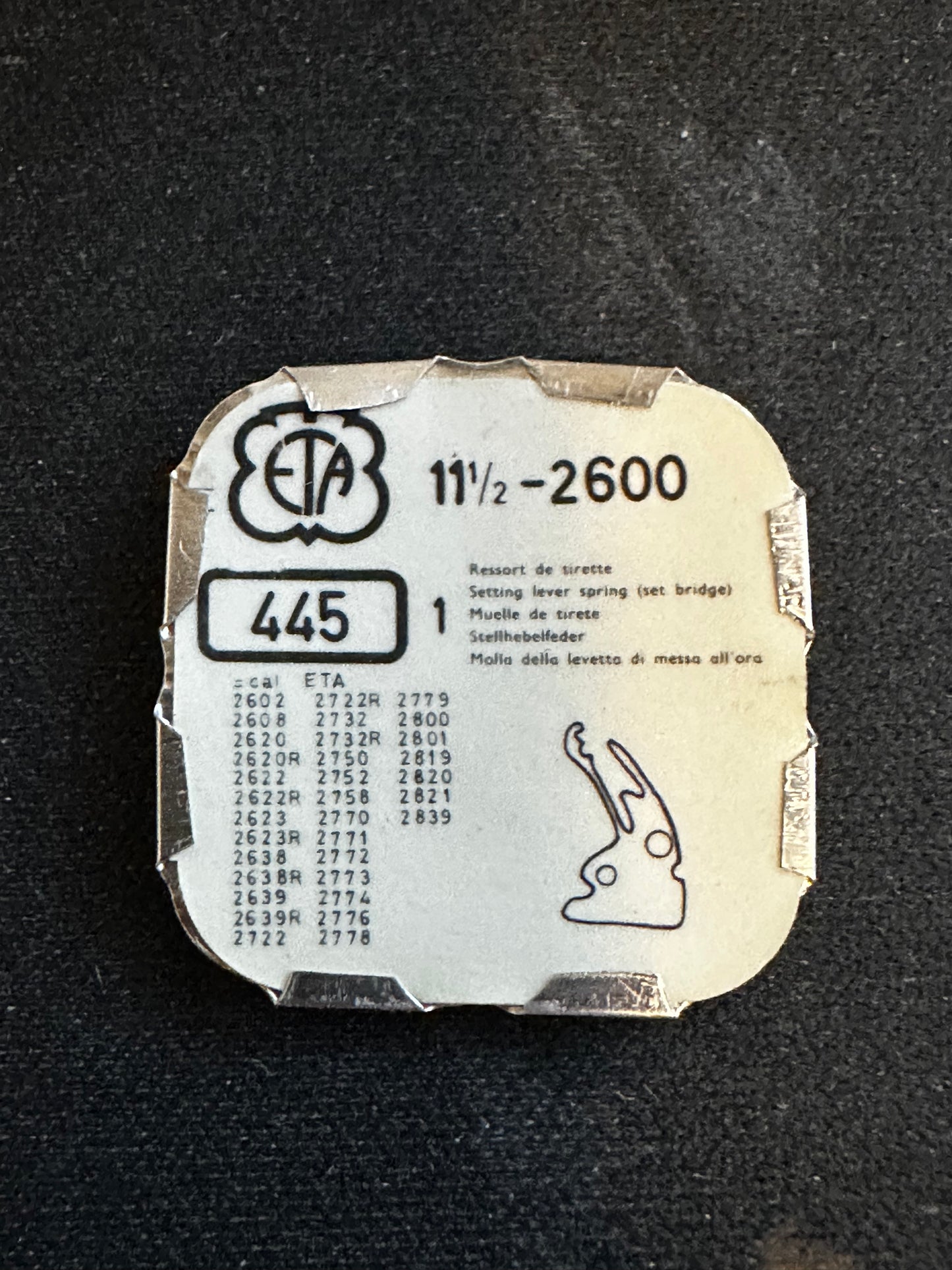 Set Bridge #445 for ETA caliber 2600, 11½ Ligne movements - new