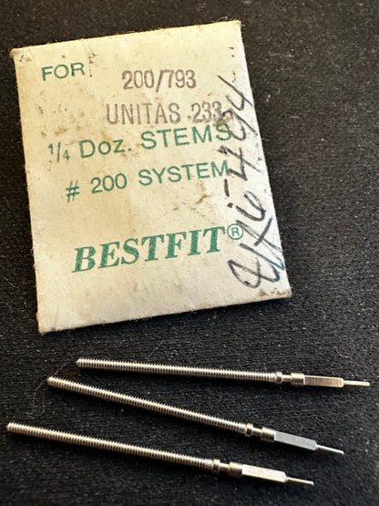BESTFIT stems (3) for Unitas caliber 233 - new in envelope