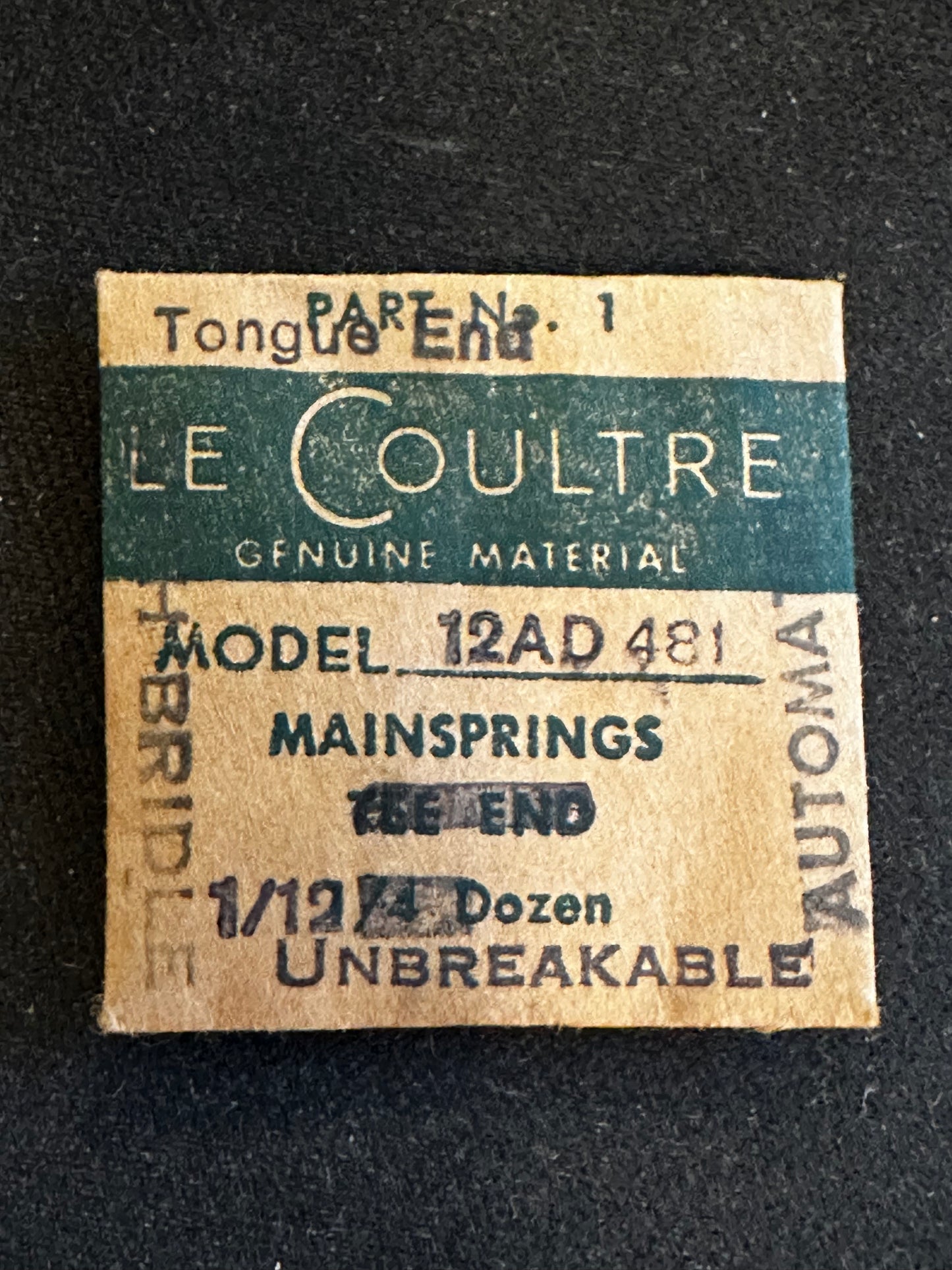 LeCoultre Factory Mainspring for caliber 12AD / 481 - Alloy