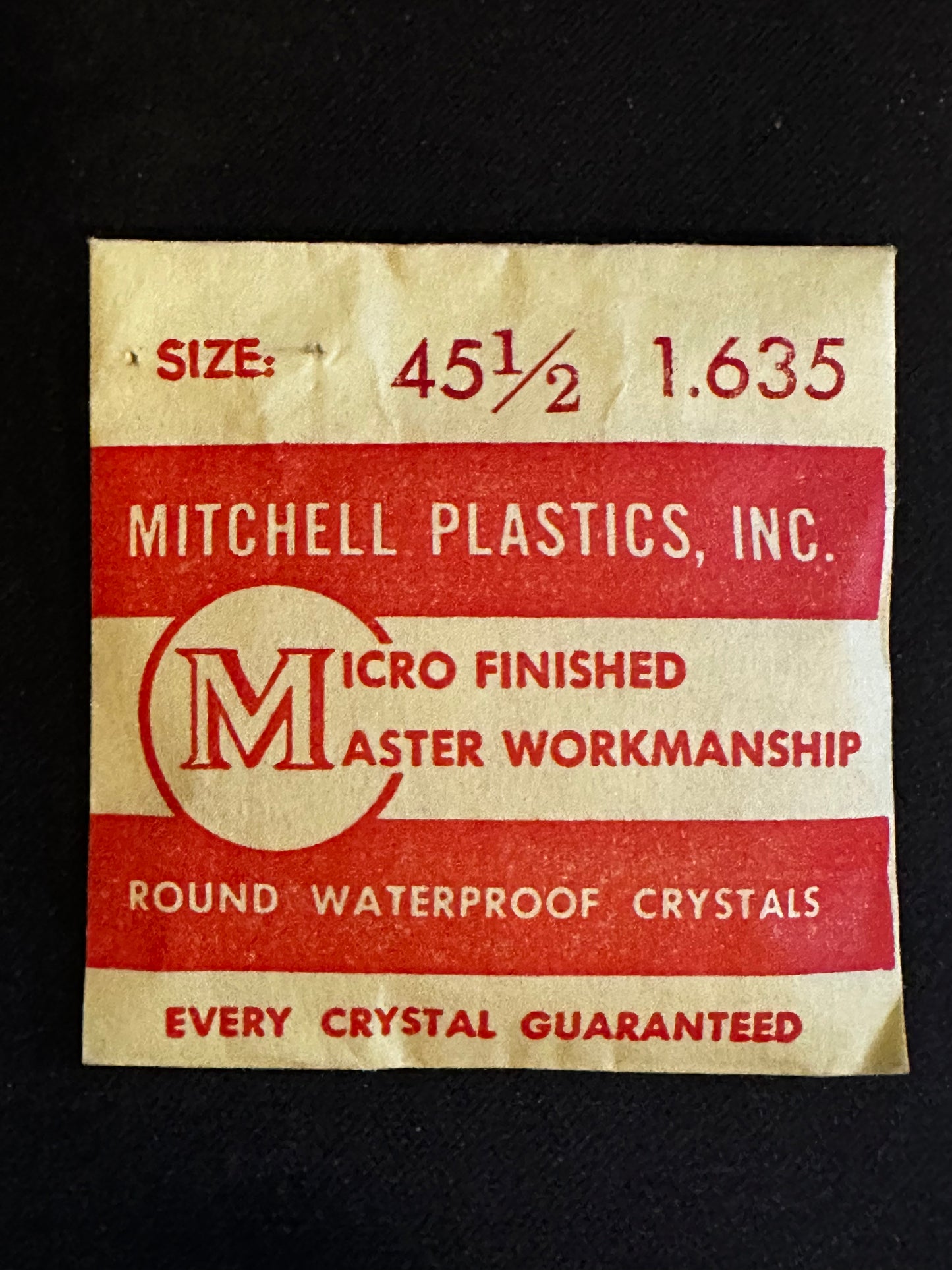 Mitchell Plastics Round Watch Crystal 45½, 41.53mm - New