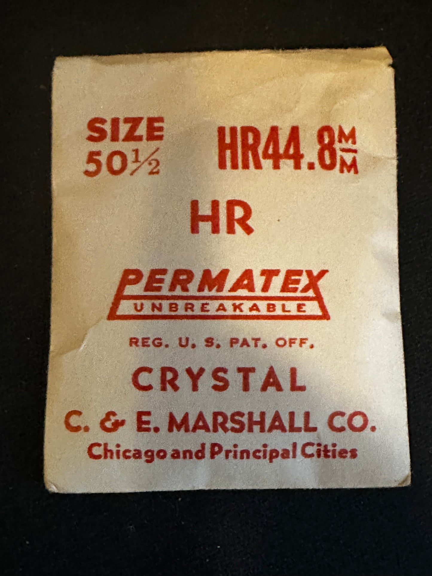 C & E Marshall PERMATEX 50½ HR44.8 Pocket Watch Crystal 44.8mm - New