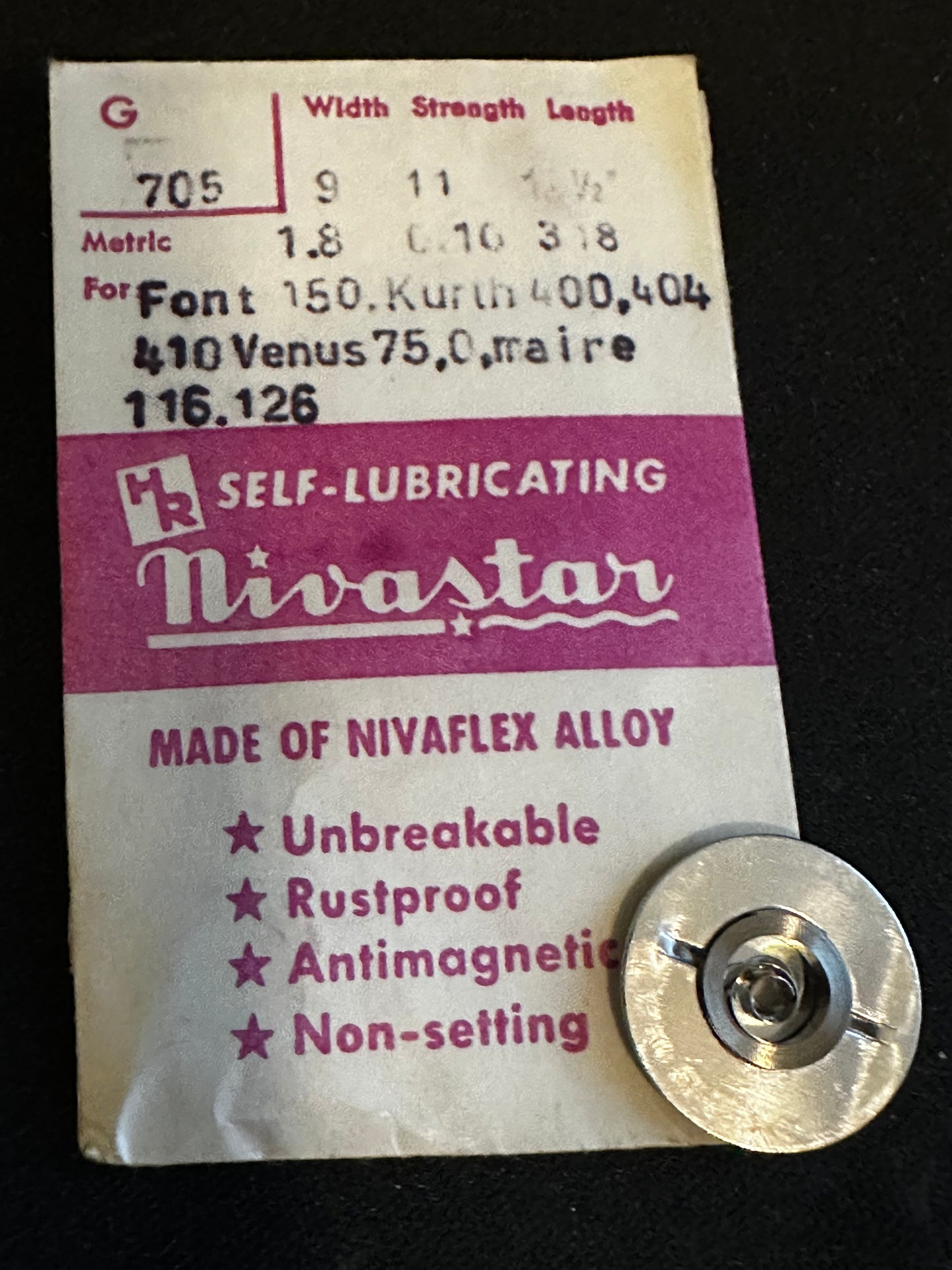 HR Nivastar Mainspring G705 for Font 150, Kurth 400, 404, 410, Venus 75 - Alloy