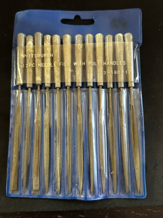 Pack of 12 Pittsburgh Needle Files for the Jeweler or Watchmaker - Gold Embedded