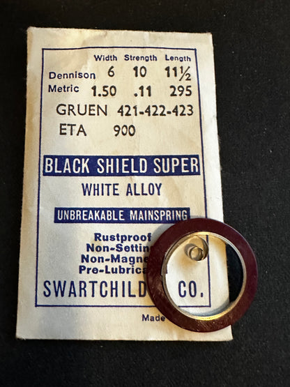 Swartchild Black Shield SUPER Mainspring for ETA 900, Gruen 421, 422, 423 - Alloy