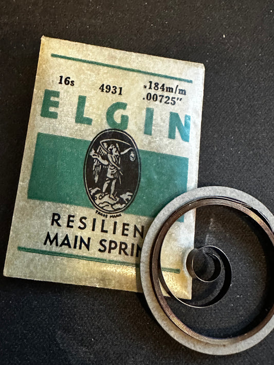 Elgin Factory Mainspring for 16s 23j Motor Barrel No. 4931 - Steel