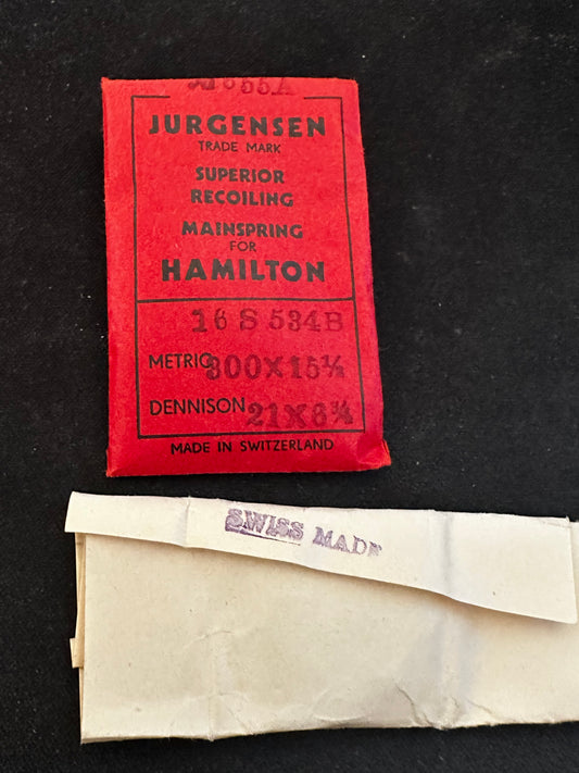 Jurgensen Mainspring #655A for 16s Hamilton Watch No. 534B - Steel