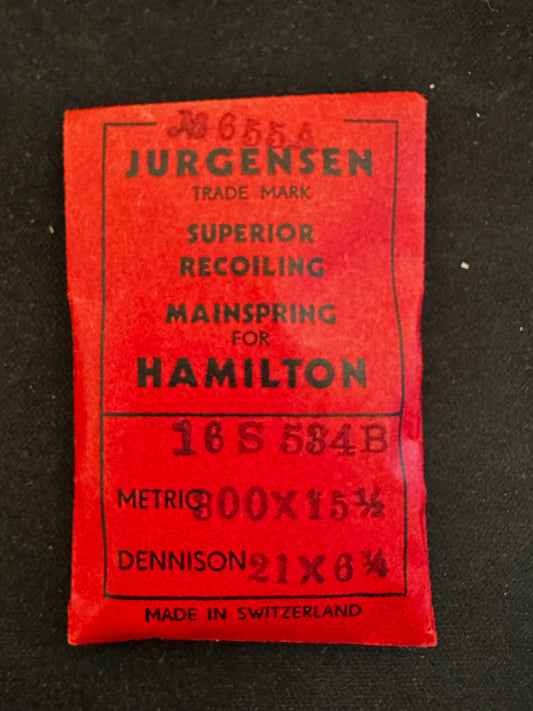 Jurgensen Mainspring #655A for 16s Hamilton Watch No. 534B - Steel