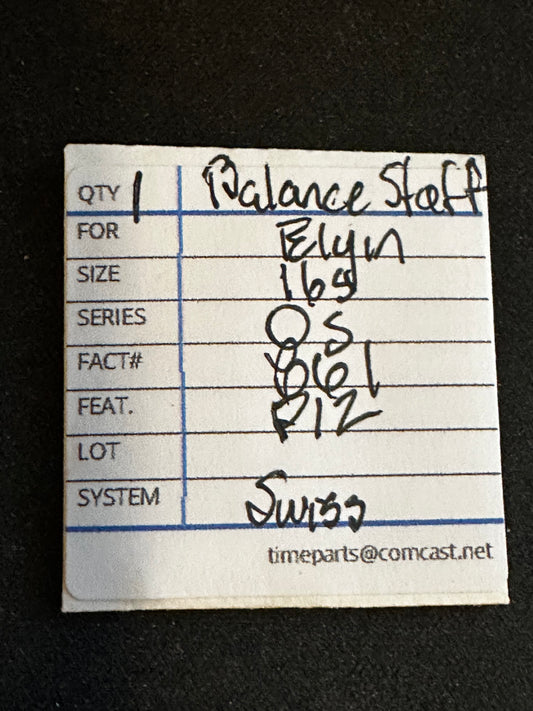 Swiss Made Balance Staff for Elgin 16s OS, P12, No. 861 - New