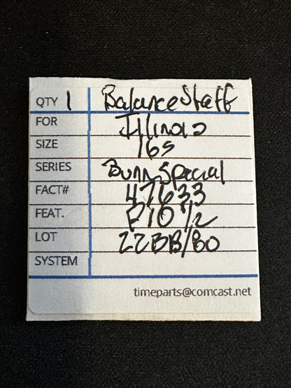 Illinois Factory Balance Staff for 16s Pocket Watch movements No. 47633