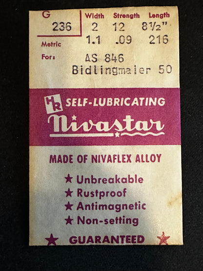 HR Nivastar Mainspring G236 for Bidlingmaier 50, AS caliber 846 - Alloy