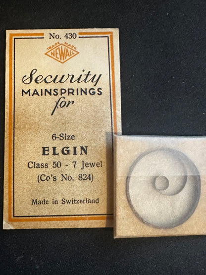 Newall Security Mainspring #430 for Elgin 6s Factory No. 824 - Steel
