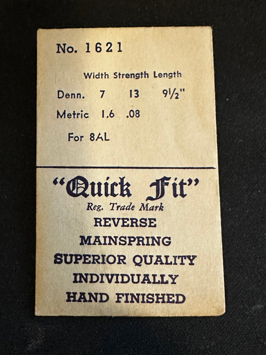 Quick Fit Mainspring No. 1621 for Bulova caliber 8AL - Steel