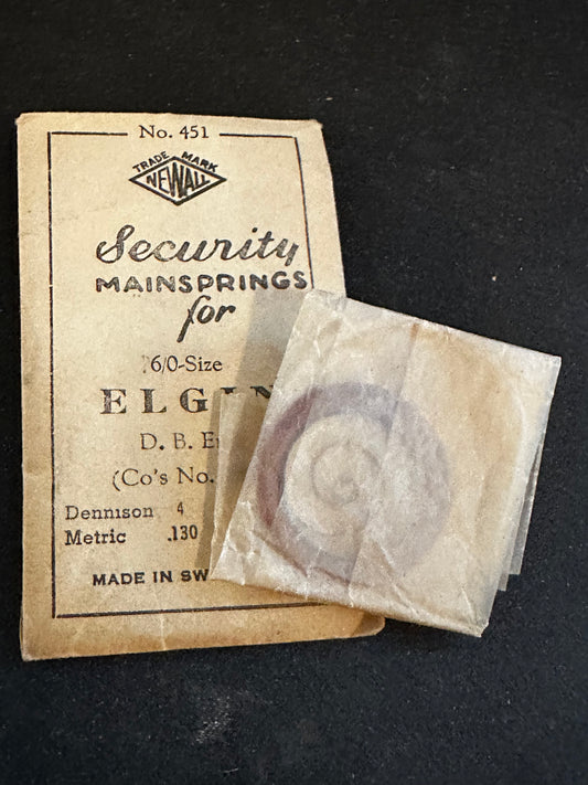 Newall Security Mainspring #451 for Elgin 6/0s No. 2890 - Steel