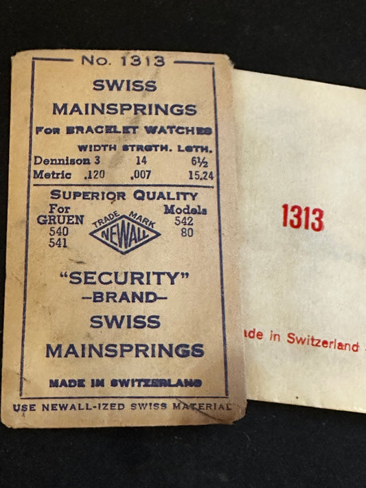 Newall Security Mainspring #1313 for Gruen caliber 80, 540, 541, 542 - Steel