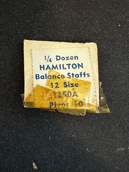 TWO Hamilton Factory Balance Staffs for 12s No. 1250A, P10 - New
