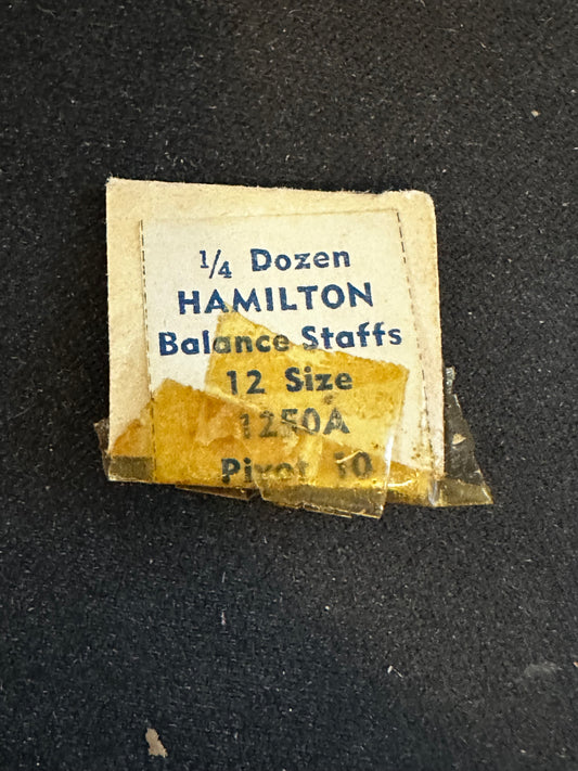 TWO Hamilton Factory Balance Staffs for 12s No. 1250A, P10 - New