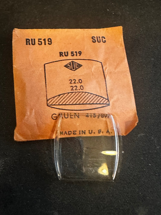 SUC Rocket Crystal RU 519 for Gruen - 22.0 x 22.0mm - New
