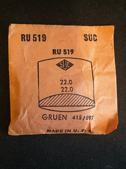 SUC Rocket Crystal RU 519 for Gruen - 22.0 x 22.0mm - New