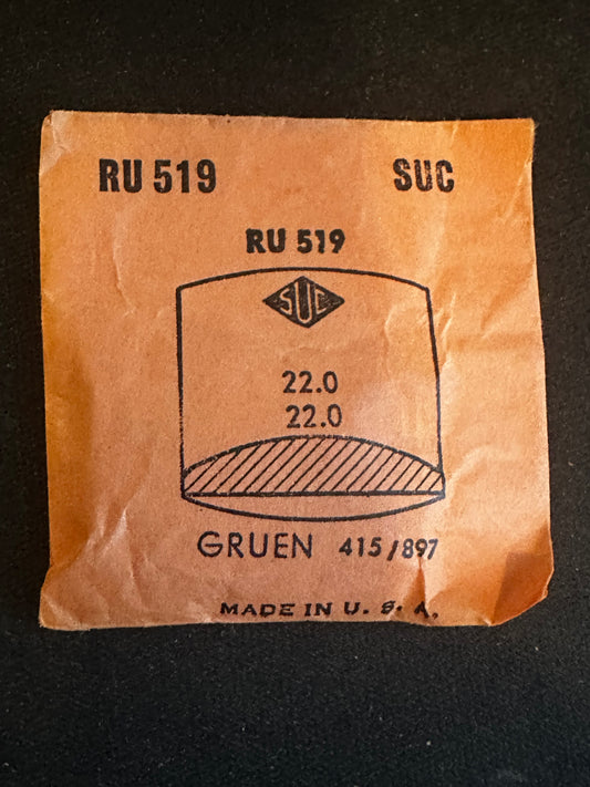 SUC Rocket Crystal RU 519 for Gruen - 22.0 x 22.0mm - New
