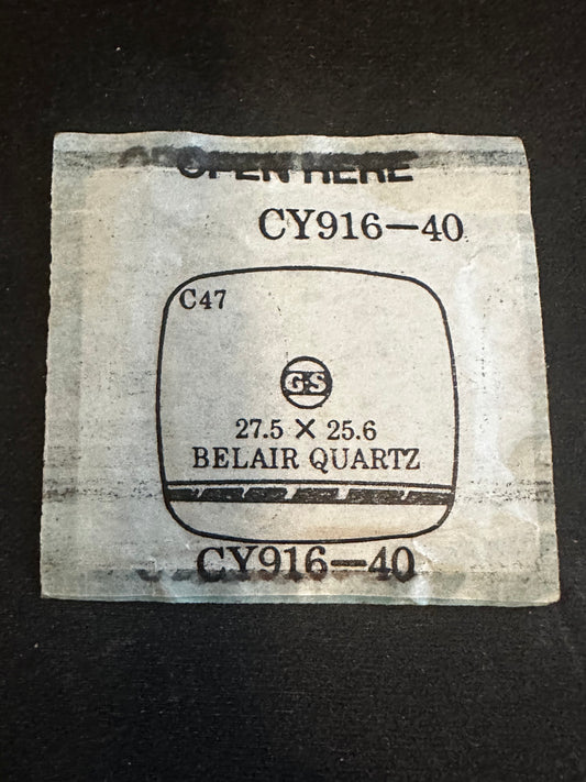 GS CY916-40 Fancy Wrist Watch Crystal for BELAIR Quartz watches - 27.5 x 25.6 mm - New