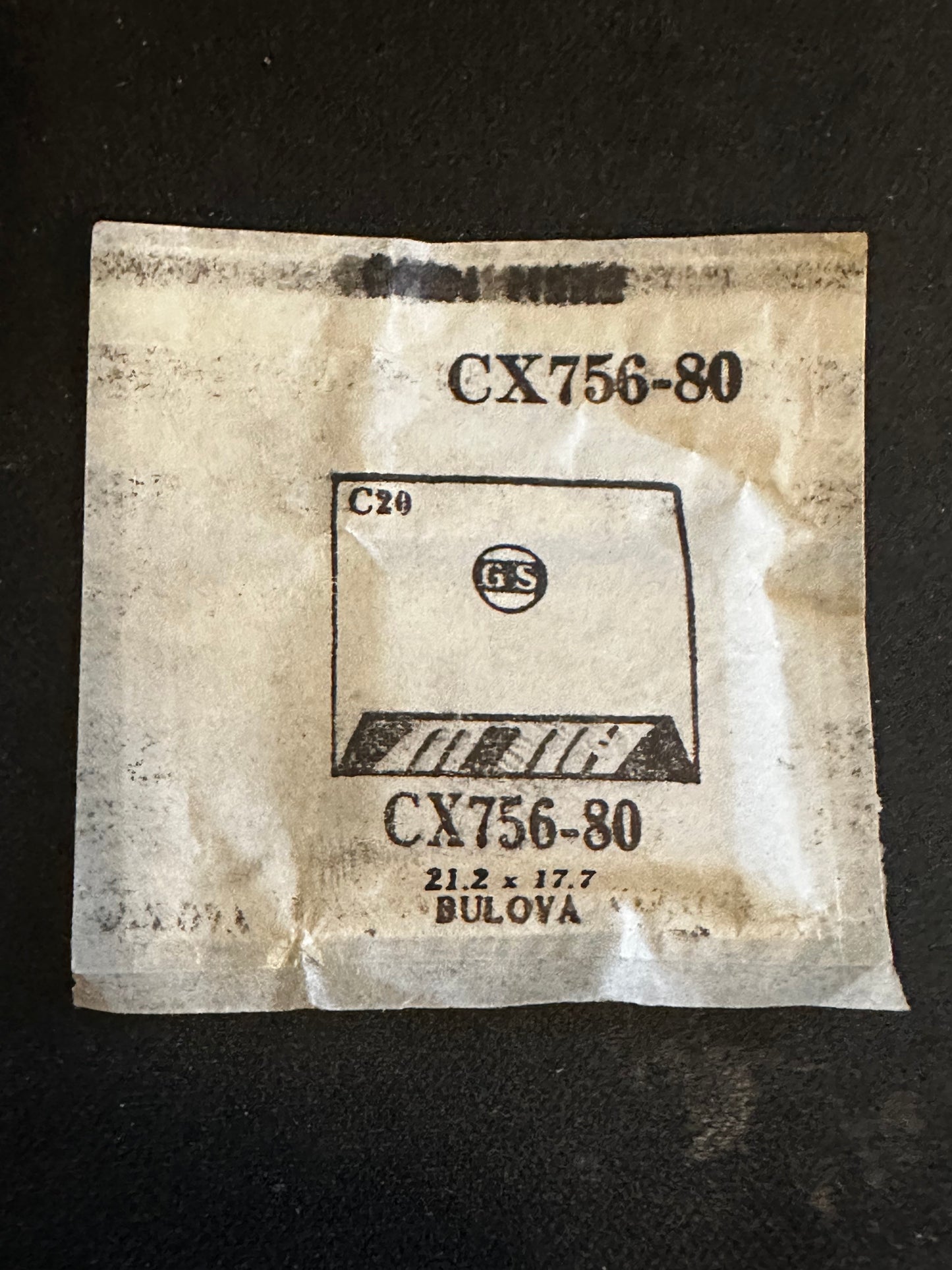 GS CX756-80 Fancy Cylinder Wrist Watch Crystal for BULOVA - 21.2 x 17.7 mm - New