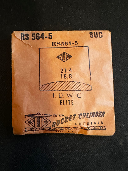 SUC Rocket Crystal RS 564-5 for I.D.W.C. Elite wrist watches 21.4 x 18.8mm - New