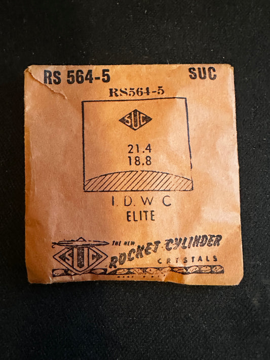 SUC Rocket Crystal RS 564-5 for I.D.W.C. Elite wrist watches 21.4 x 18.8mm - New