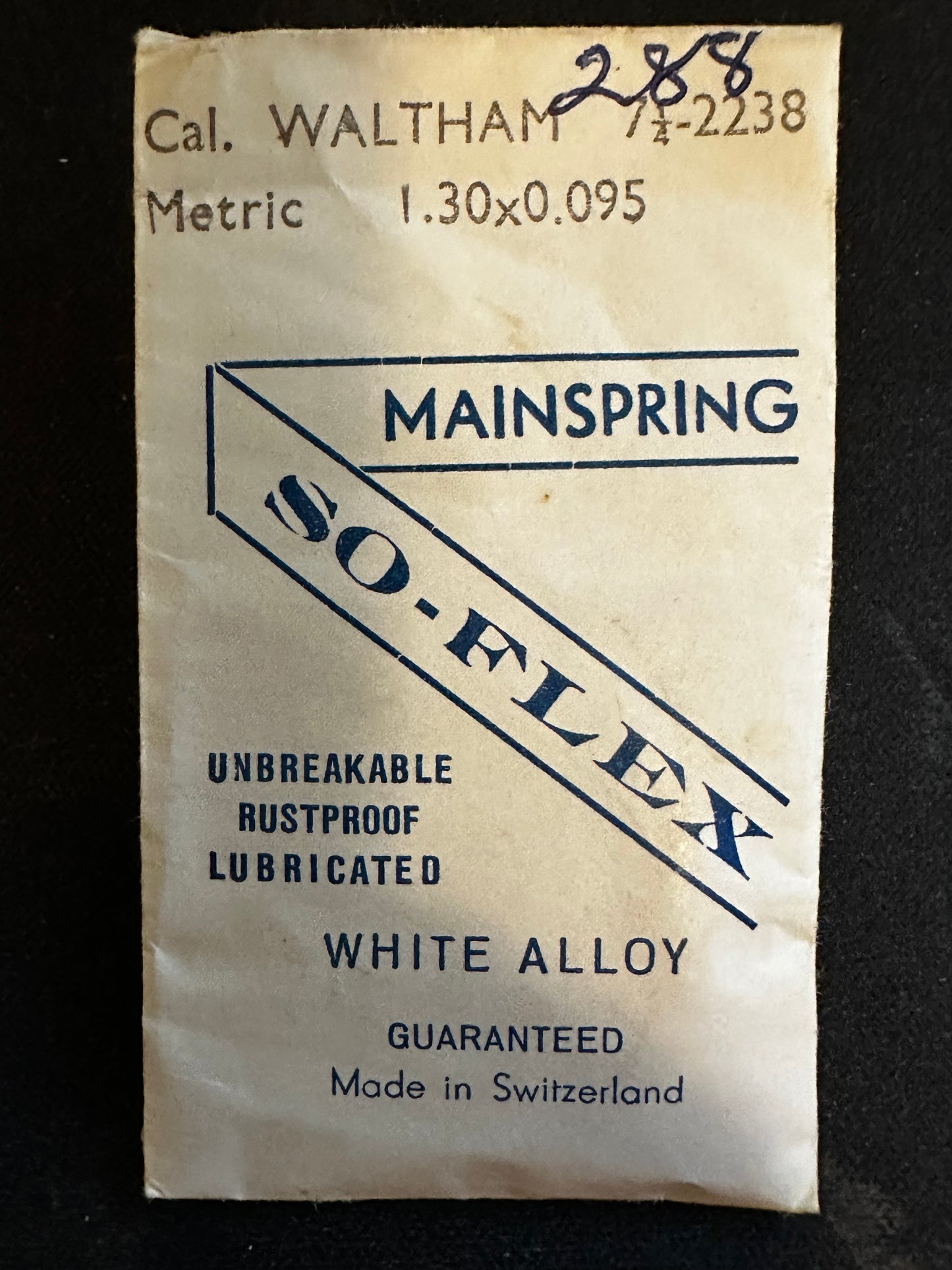SO-FLEX Unbreakable Mainspring for Waltham 7¼ ligne No. 2238 - Alloy