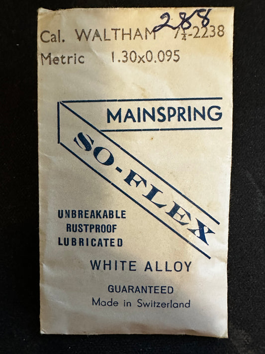 SO-FLEX Unbreakable Mainspring for Waltham 7¼ ligne No. 2238 - Alloy