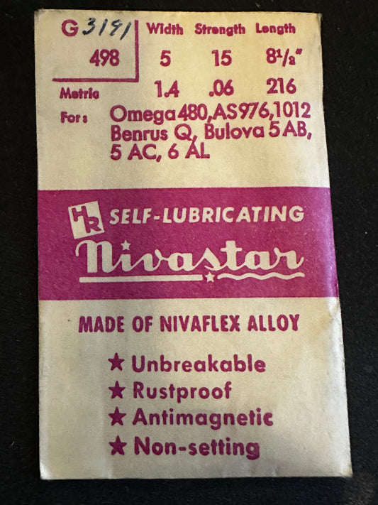 HR Nivastar Mainspring G498 for Omega 480, AS 976, 1012, Benrus Q - Alloy