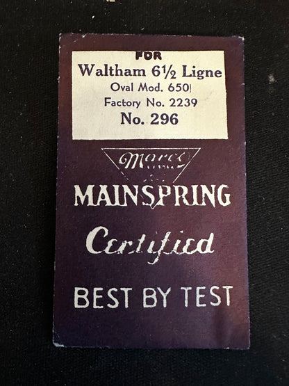 Marco Mainspring #296 for Waltham 6½ Ligne No. 2239 - Steel
