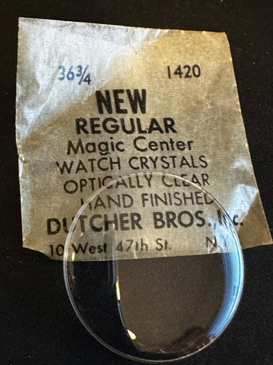Dutcher Bros 36¾ Pocket Watch Crystal 36.07mm (1.420") - New