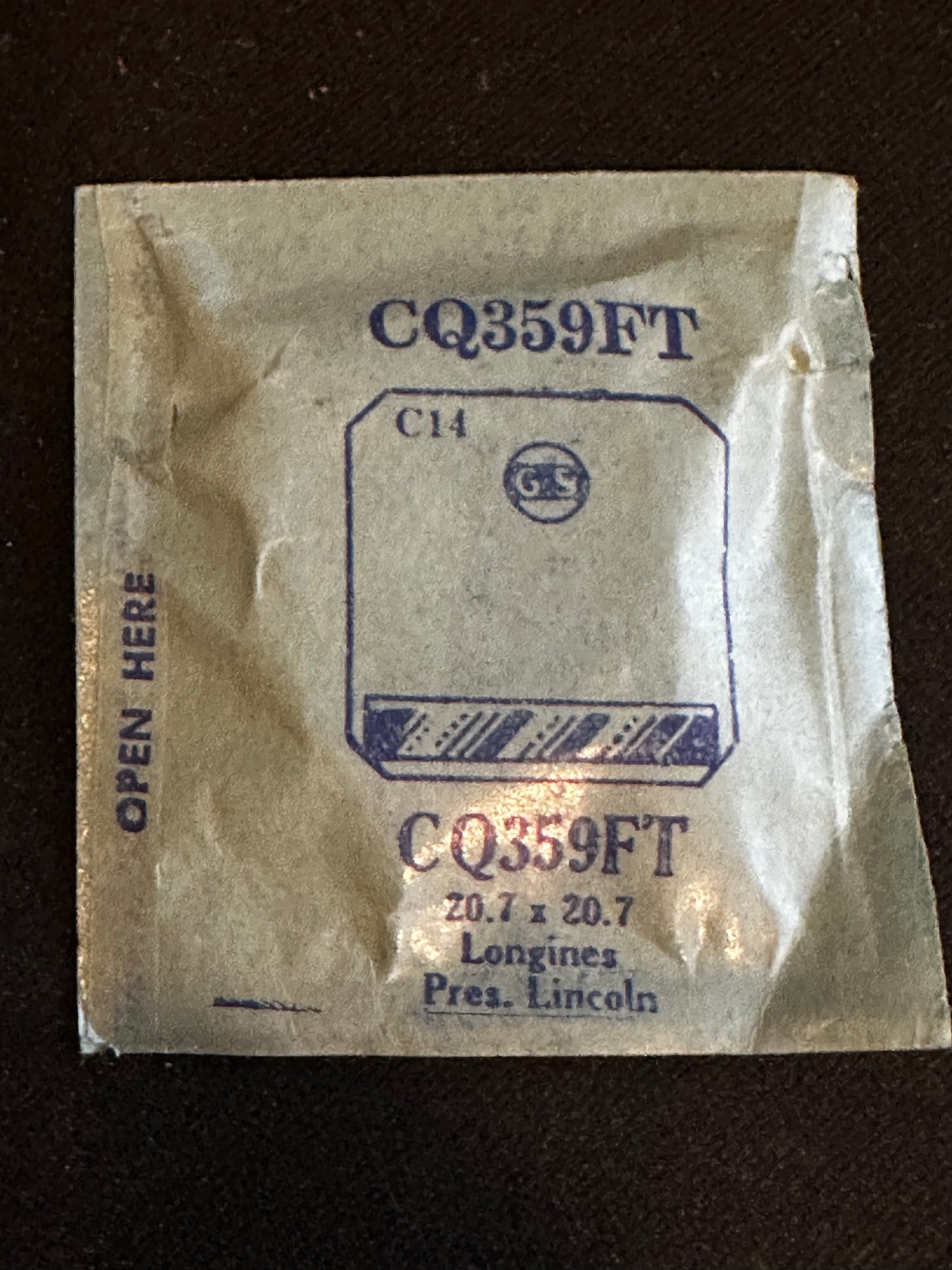 GS CQ359FT Flexo Wrist Watch Crystal for LONGINES Pres. Lincoln - 20.7 x 20.7 mm - New