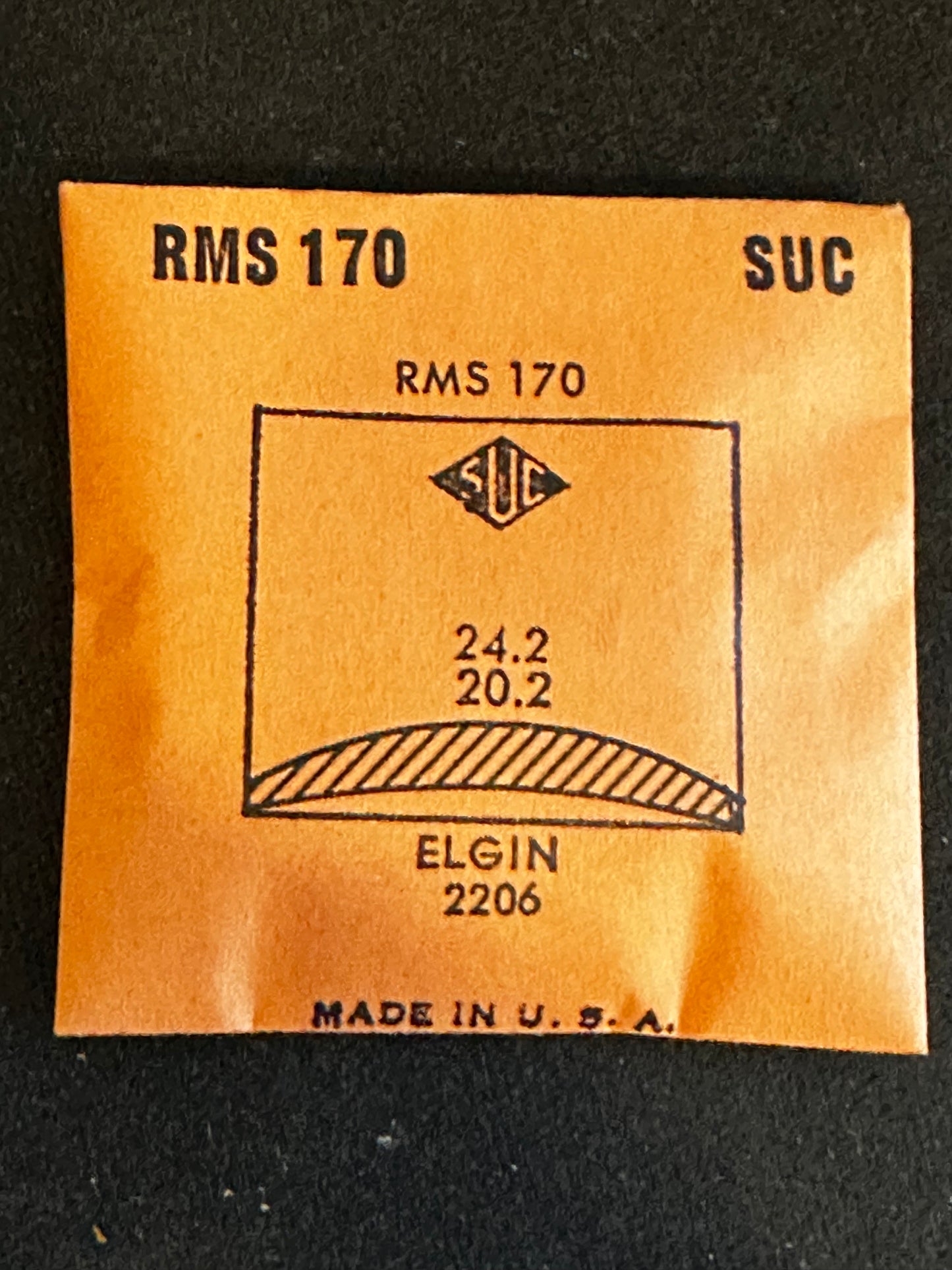 SUC Rocket Crystal RMS 170 for ELGIN case #2206 - 24.2 x 20.2mm - New
