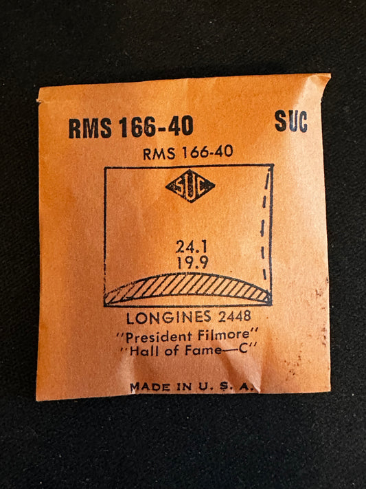 SUC Rocket Crystal RMS 166-40 for LONGINES President Filmore & Hall of Fame C - 24.1 x 19.9mm - New