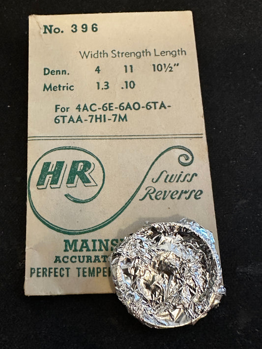 HR Mainspring No. 396 for Bulova 4AC, 6E, 6AO, 6TA, 6TAA, 7HI, 7M - Steel