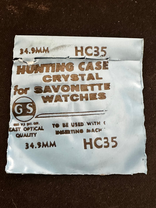 GS HC 35 Hunting Case Pocket Watch Crystal 34.9mm - New