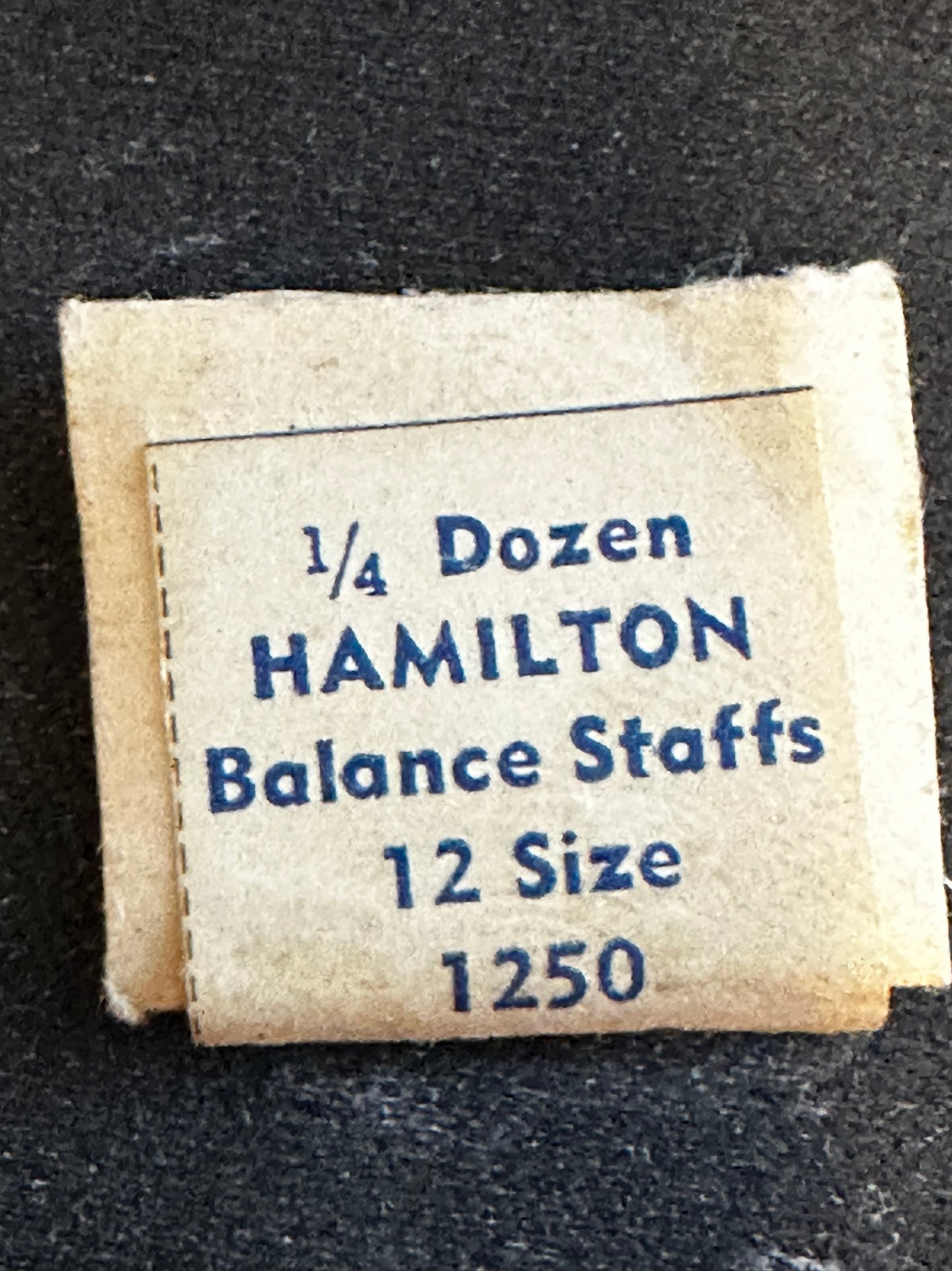 TWO Hamilton Factory Balance Staffs for 12s Grade 900, 910, 914, 920 No. 1250 - New