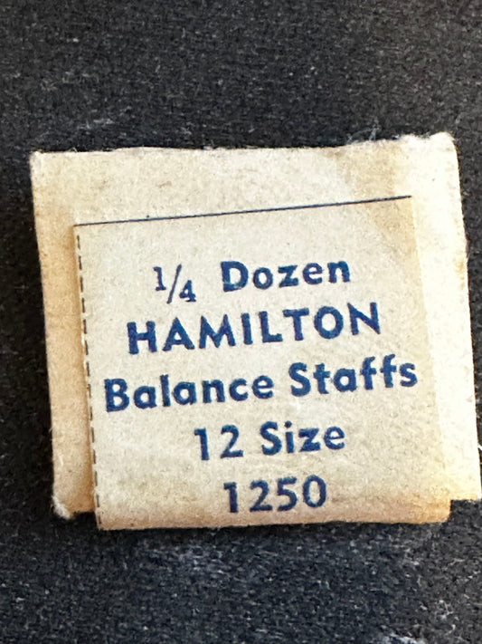 TWO Hamilton Factory Balance Staffs for 12s Grade 900, 910, 914, 920 No. 1250 - New