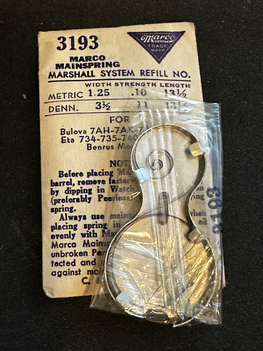 Marco Mainspring #3193 for Bulova 7AH, 7AK, 7AN, 7AP, ETA 734, 735, 740, 756, 757 - Steel
