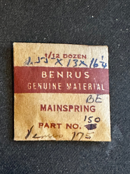 Benrus Factory Mainspring for caliber BE Chronograph - Steel