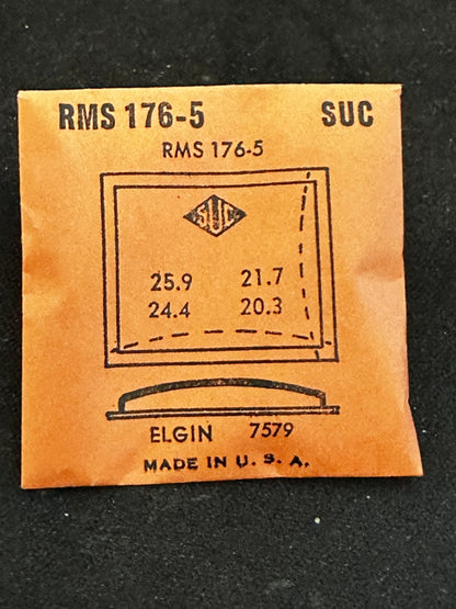 SUC Rocket Crystal RMS 175-5 for ELGIN case #7579 - 25.9 x 24.4mm - New