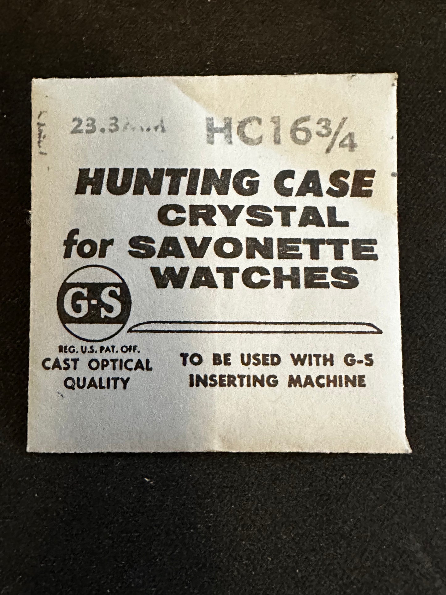GS HC 16¾ Hunting Case Pocket Watch Crystal 23.3mm - New