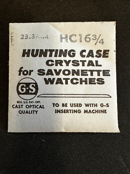 GS HC 16¾ Hunting Case Pocket Watch Crystal 23.3mm - New